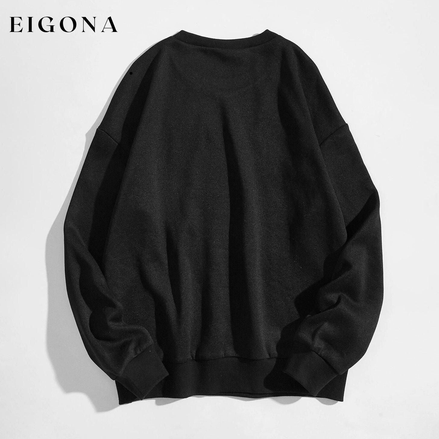 Angel and Letter Graphic Oversized Thermal Sweatshirt __stock:500 clothes refund_fee:800 tops