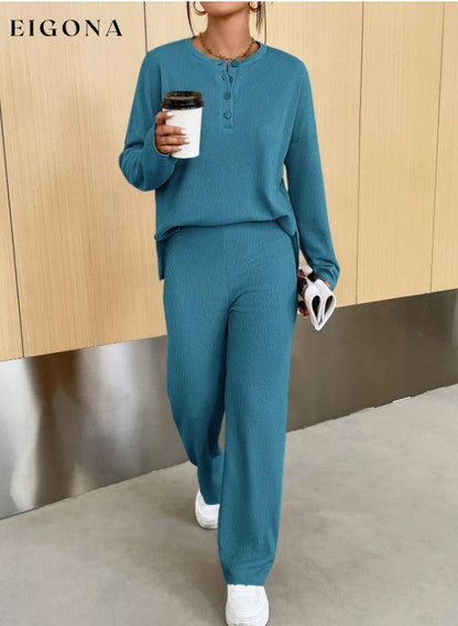 Women's casual round neck pullover sweatshirt and trousers two-piece set Green clothes lounge wear lounge wear sets loungewear loungewear sets