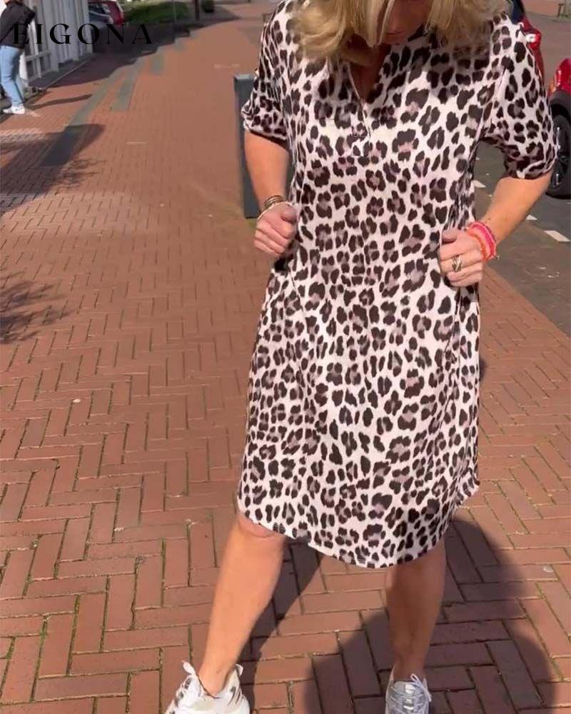 Leopard print V-neck casual dress casual dresses spring summer