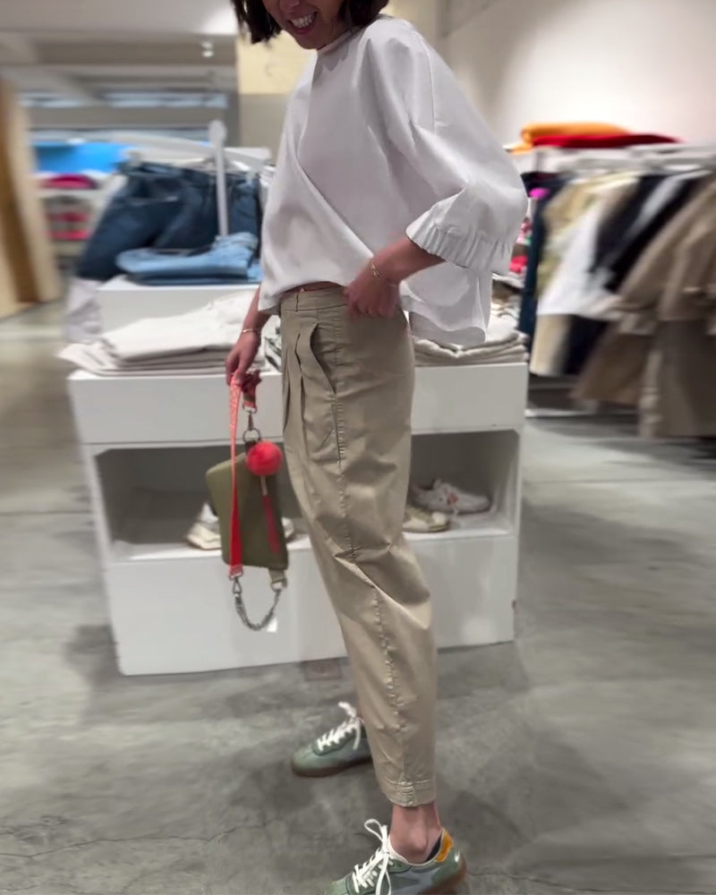 Batwing Sleeve Solid Color Loose Blouse