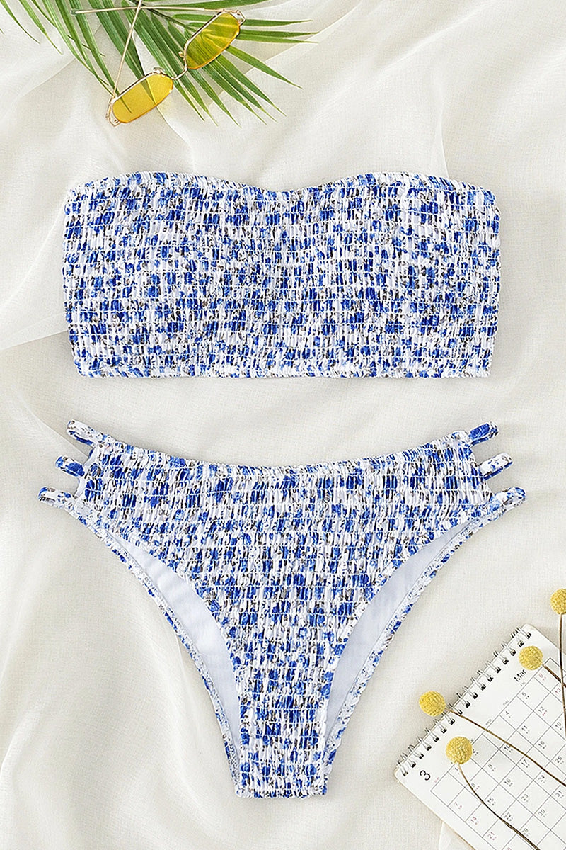 Tiny Floral Print Bandeau Bikini