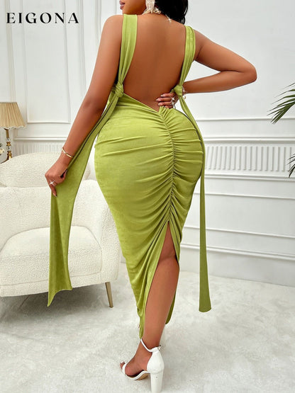 Plus Size Backless Ruched Elegant Dress clothes dress dresses evening dress evening dresses maxi dress maxi dresses S.N Ship From Overseas