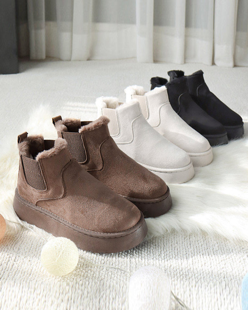 Thick-soled solid color snow boots boots