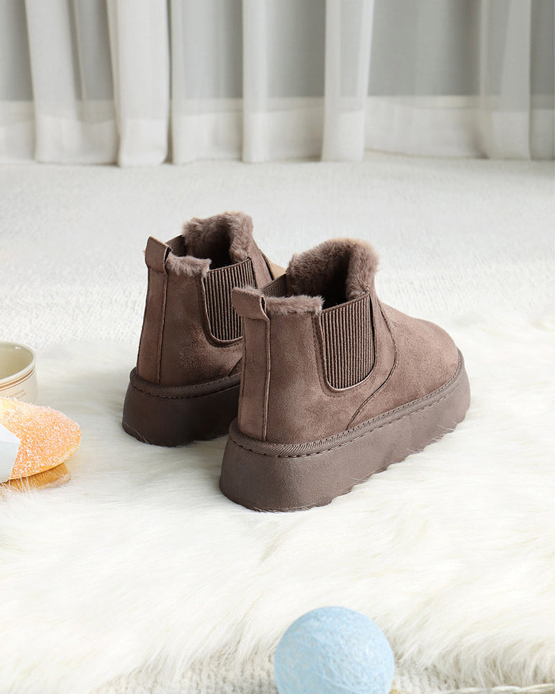 Thick-soled solid color snow boots boots