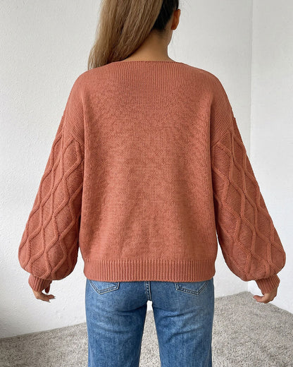 Lantern Sleeve Argyle Fashion Knit Pullover 2024 f/w pullovers
