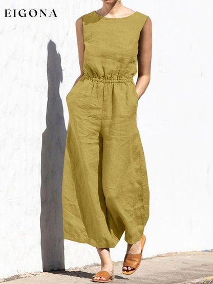 Casual Loose Solid Color Jumpsuit cotton linens jumpsuits suit