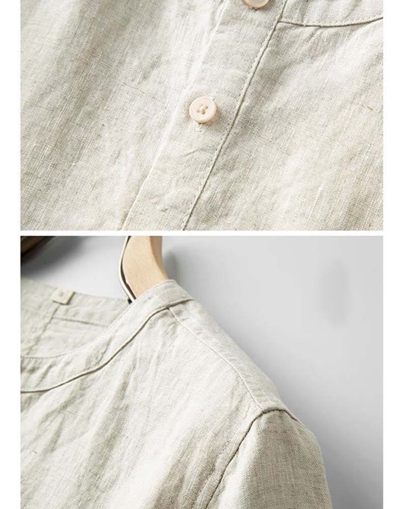 Men'S Small Stand Collar Short Sleeve Shirt
