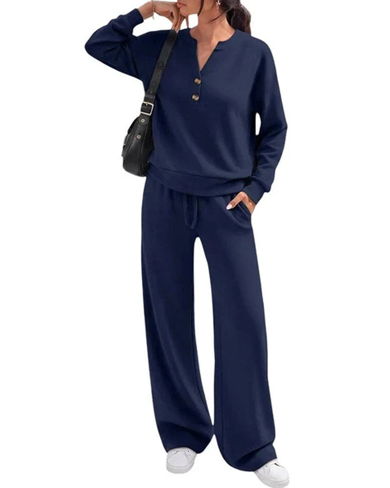 Long Sleeve Top Wide-Leg Pants Set 2024 f/w two-piece sets