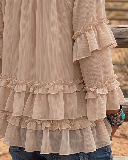 Double Layer Ruffle Flare Blouse