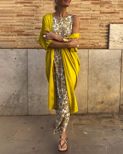 Completo elegante a due pezzi con stampa vintage