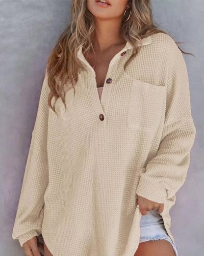Solid Button-Down Loose Lapel Blouse 2024 f/w blouses & shirts spring