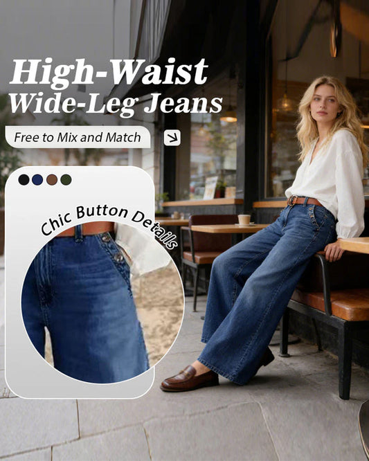 Multi-Button Washed Loose Jeans