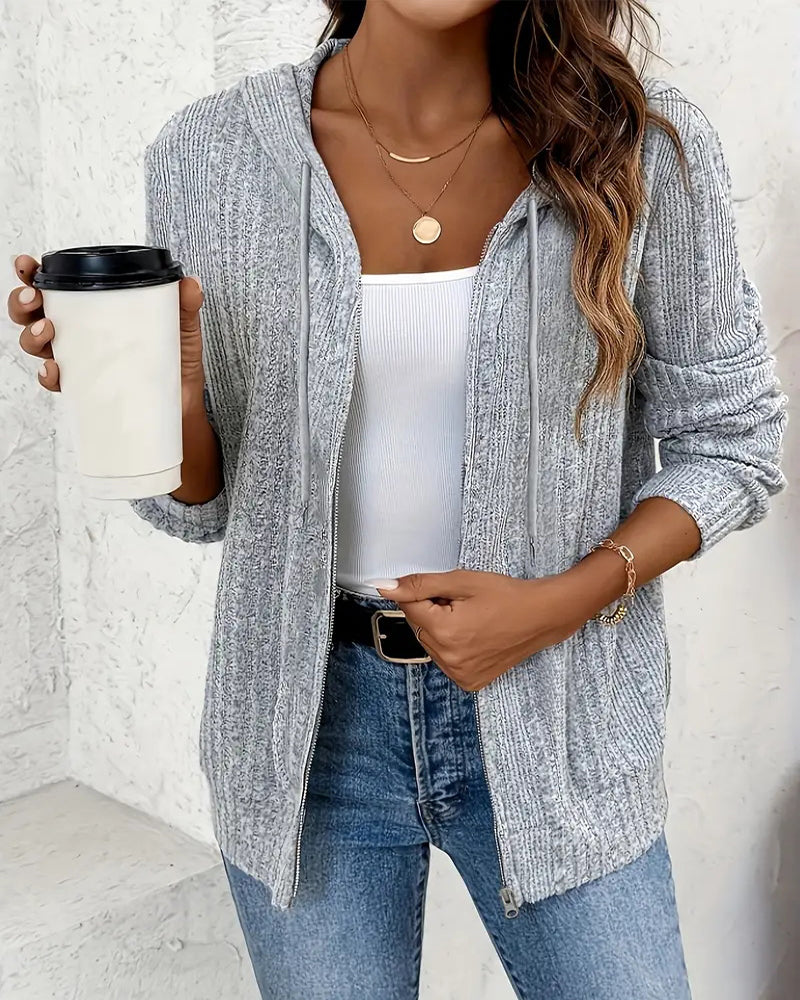 Casual Zip-Up Hooded Sweatshirt