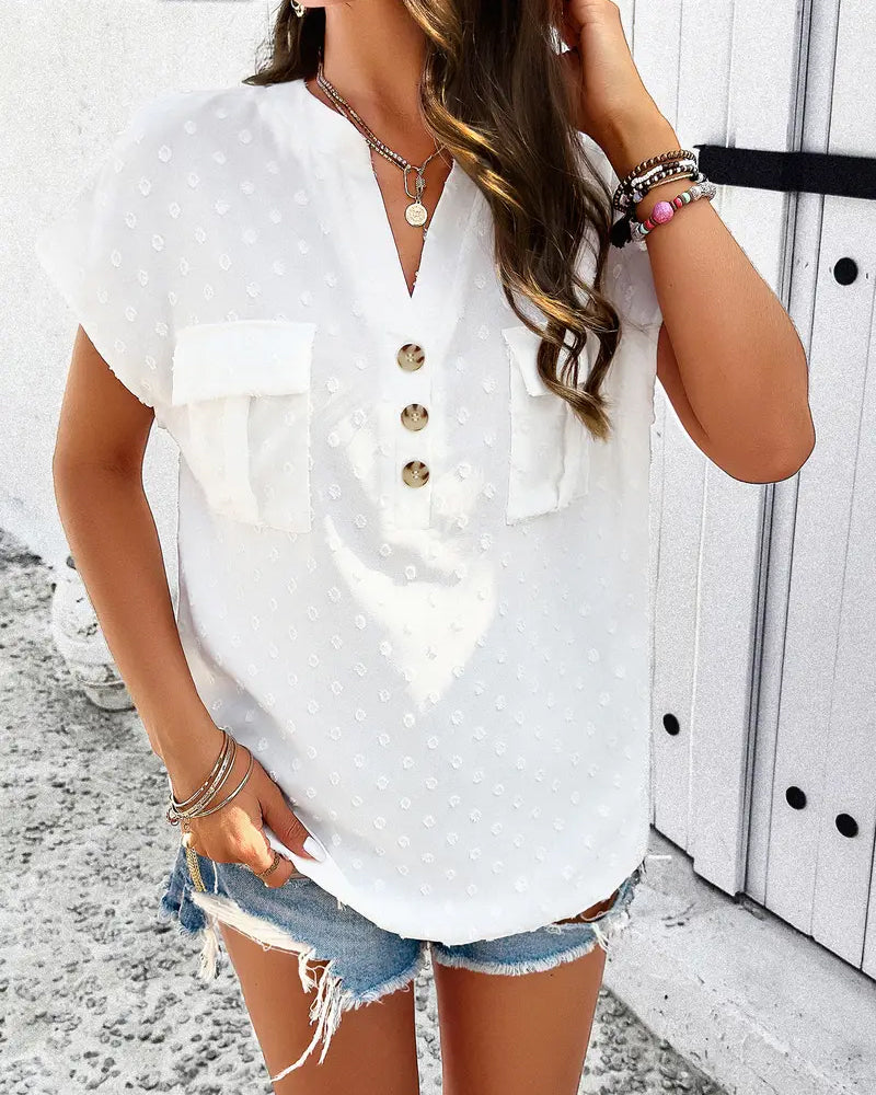 V-Neck 3d Floral Blouse