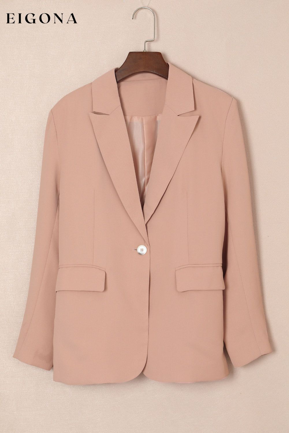 One-Button Flap Pocket Blazer Peach blazer clothes Ship From Overseas SYNZ top