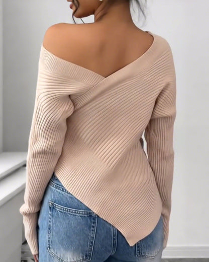 Casual Solid Color Irregular Pullover