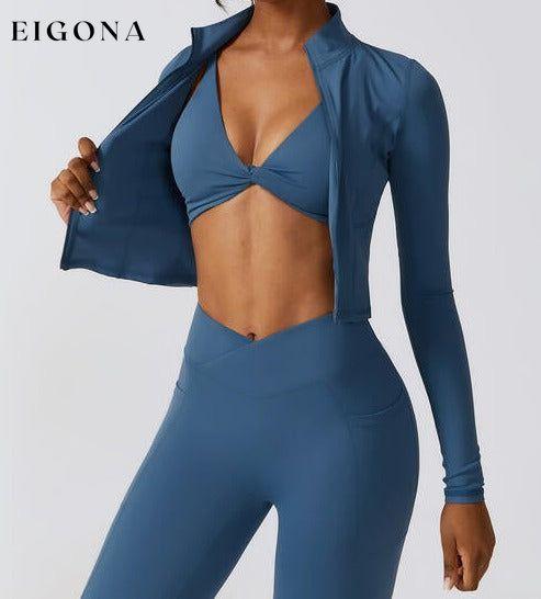 Zip Up Long Sleeve Cropped Activewear Sports Top Jacket activewear clothes Ship From Overseas Z&C