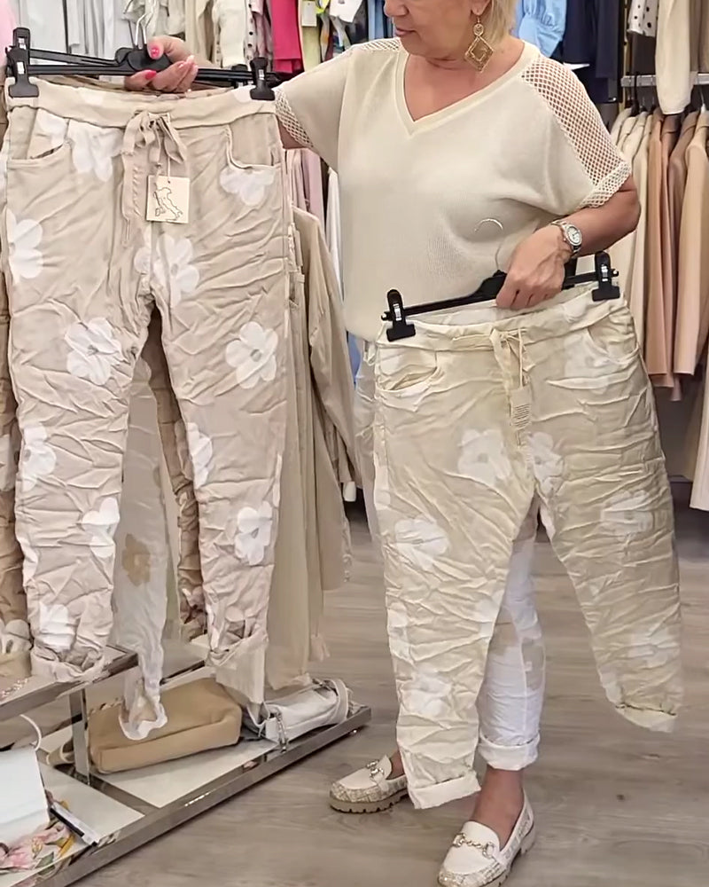 Pantaloni casual con coulisse e stampa