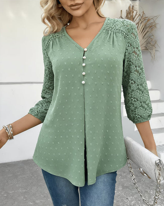 Lace Patchwork 3D Floral Blouse blouses & shirts spring summer