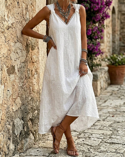Sleeveless Lace Knotted Dress