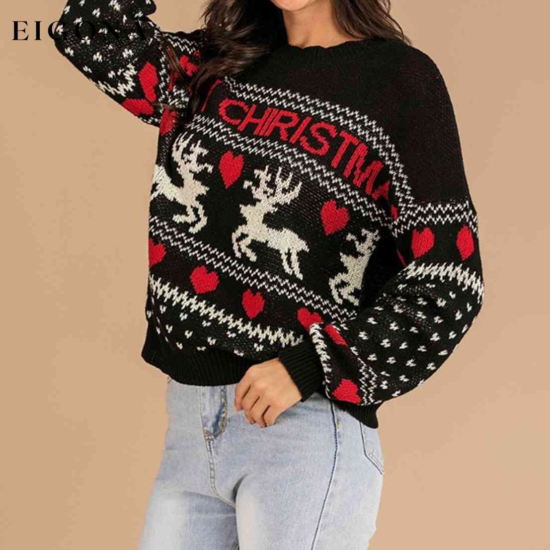 MERRY CHRISTMAS Round Neck Sweater christmas sweater clothes R@X Ship From Overseas Shipping Delay 09/29/2023 - 10/04/2023