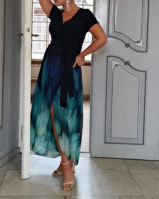 Casual Temperament Printed Gradient Dress