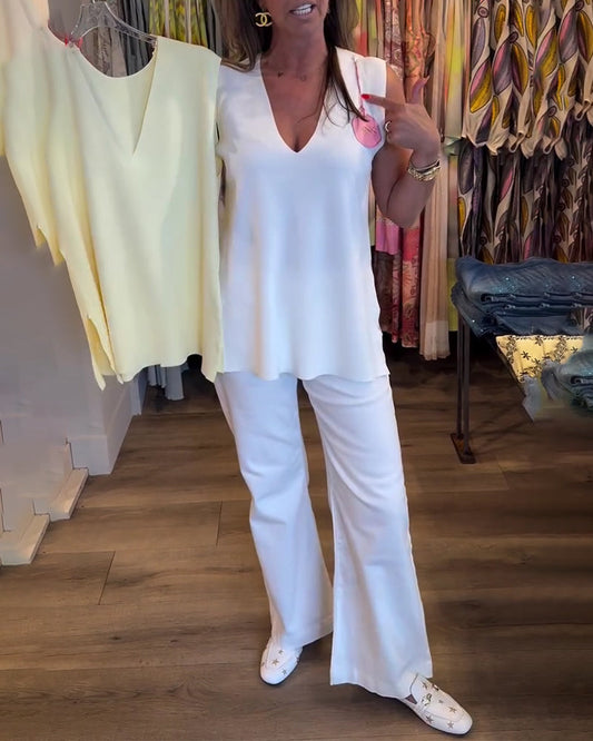 V-Neck Sleeveless Solid Tank Top spring summer tank tops & camis