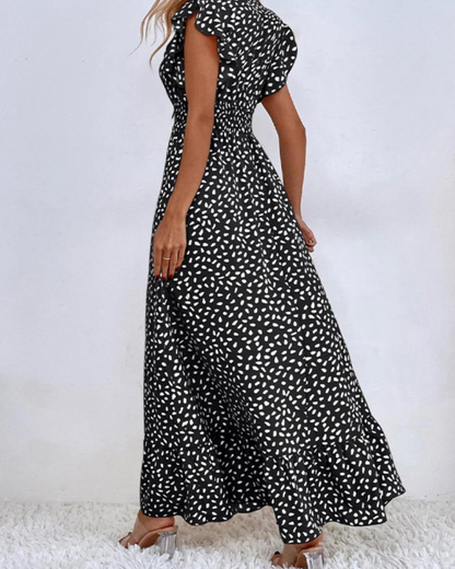 Polka-Dot V-Neck Maxi Dress