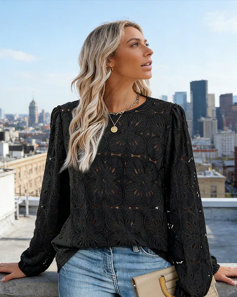 Women's Elegant Crew Neck Hollow