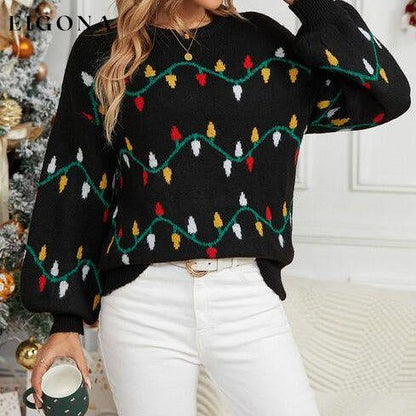 Round Neck Pattern Lantern Sleeve Sweater christmas sweater clothes Ship From Overseas Sweater sweaters Yh