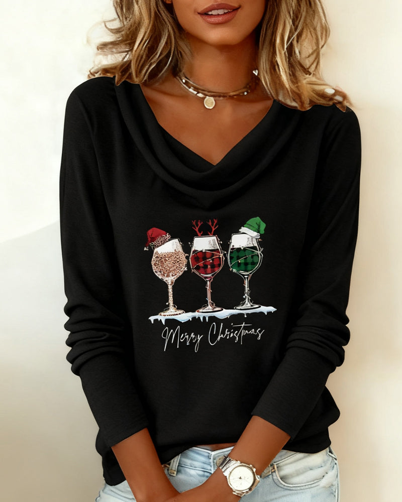 Stacked Collar Printed Wine Glass Top