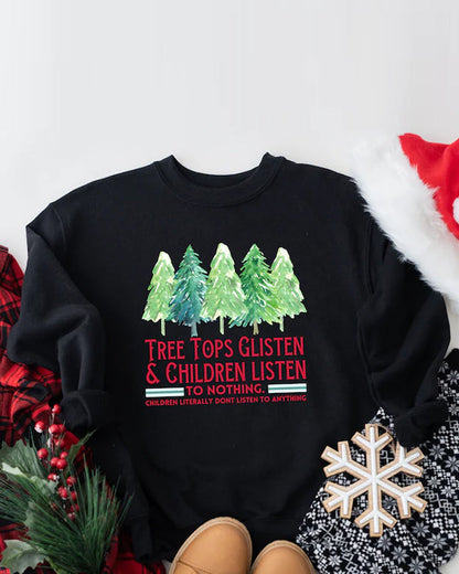 Crew neck christmas tree print pullover sweatshirt 2024 f/w christmas sweatshirts