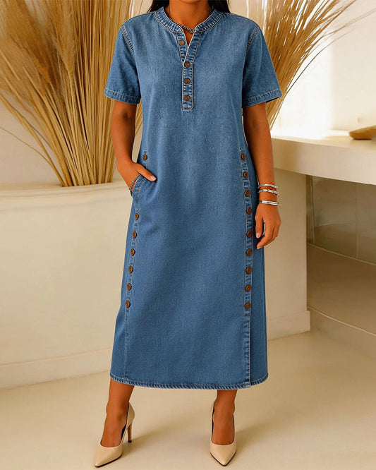 Button-Down Casual Denim Dress