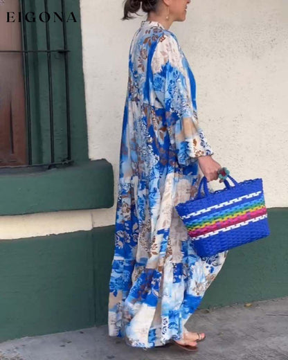 Temperament loose printed long dress casual dresses spring summer