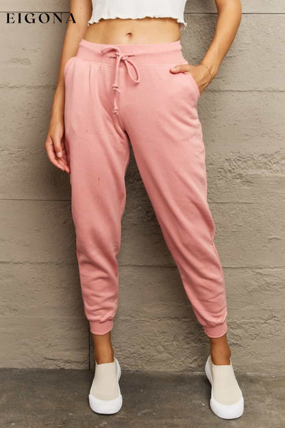 Full Size Tie Waist Long Sweatpants Blush Pink clothes Ninexis Ship From Overseas Shipping Delay 09/29/2023 - 10/02/2023 trend