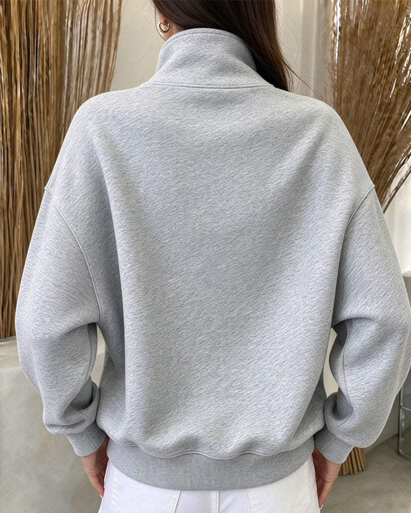 High Collar Buttoned Long Sleeve Sweatshirt 2024f/w sweatshirts