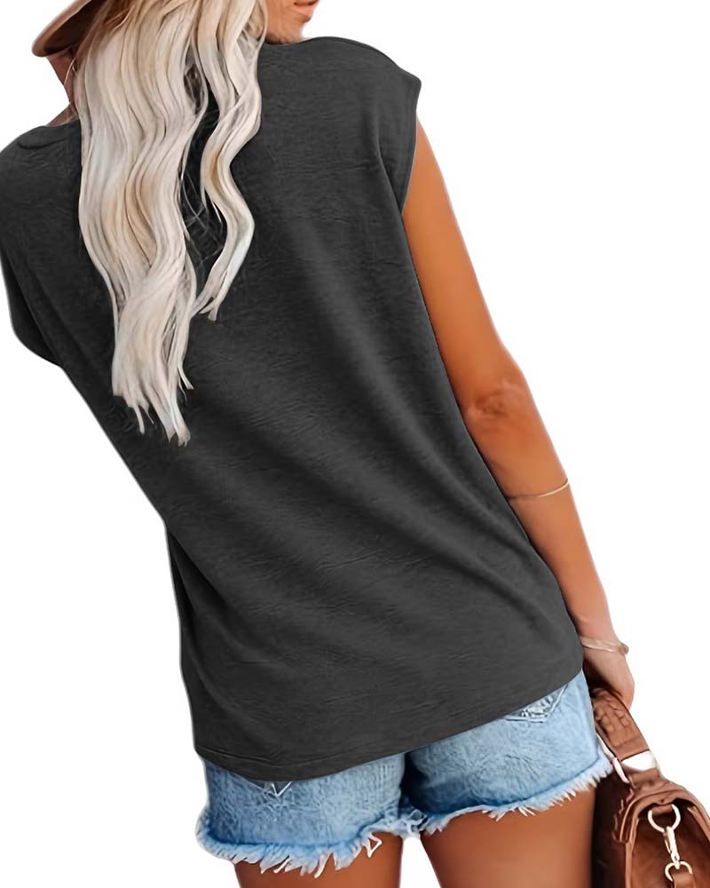 V-Neck Printed Sleeveless T-Shirt spring summer t-shirts