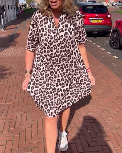 Leopard print V-neck casual dress casual dresses spring summer