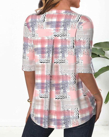 Half-Sleeved Digital Printed Casual Blouse