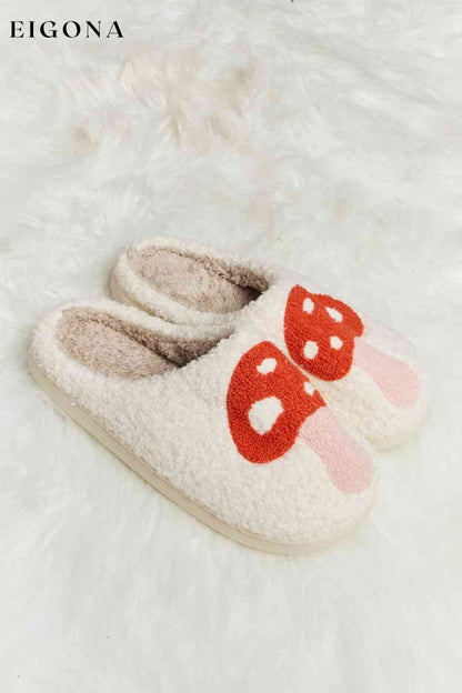 Mushroom Print Plush Slide Slippers Melody Ship from USA shoes womens shoes