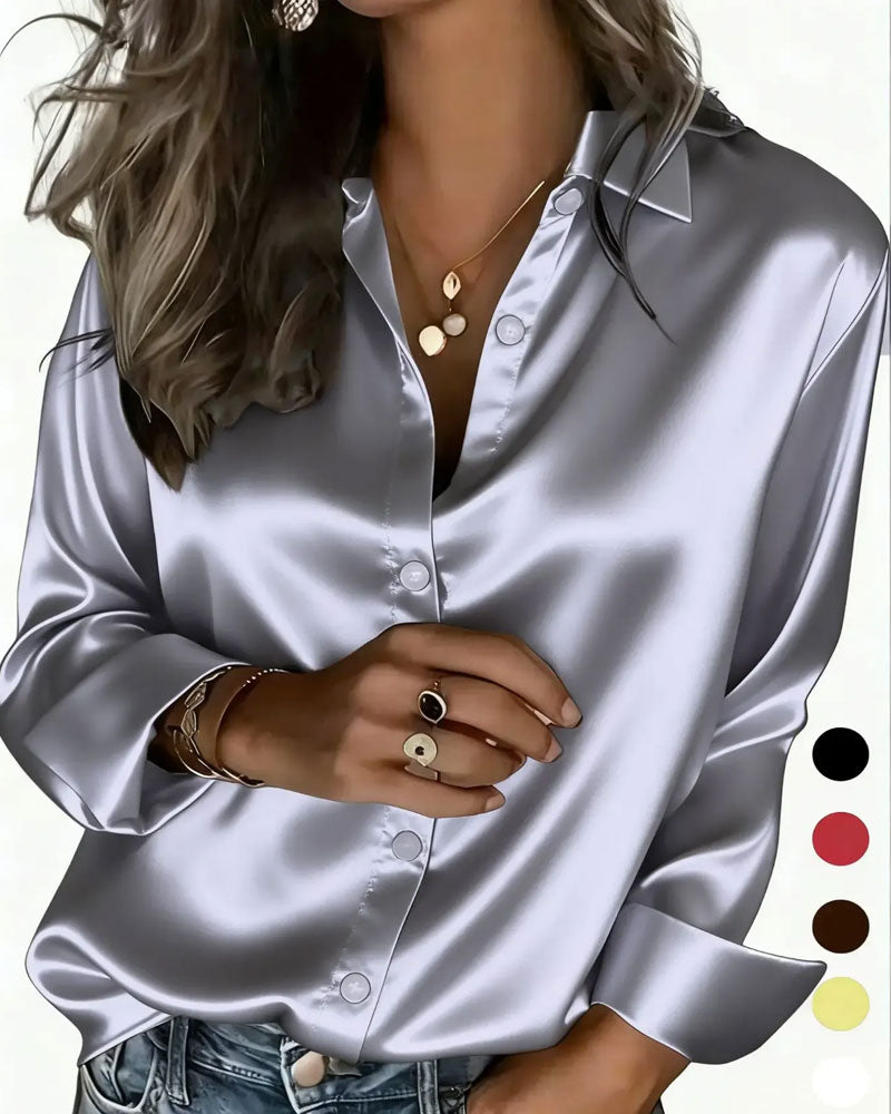 Lapel Draped Long Sleeve Casual Shirt 2024 f/w blouses & shirts spring