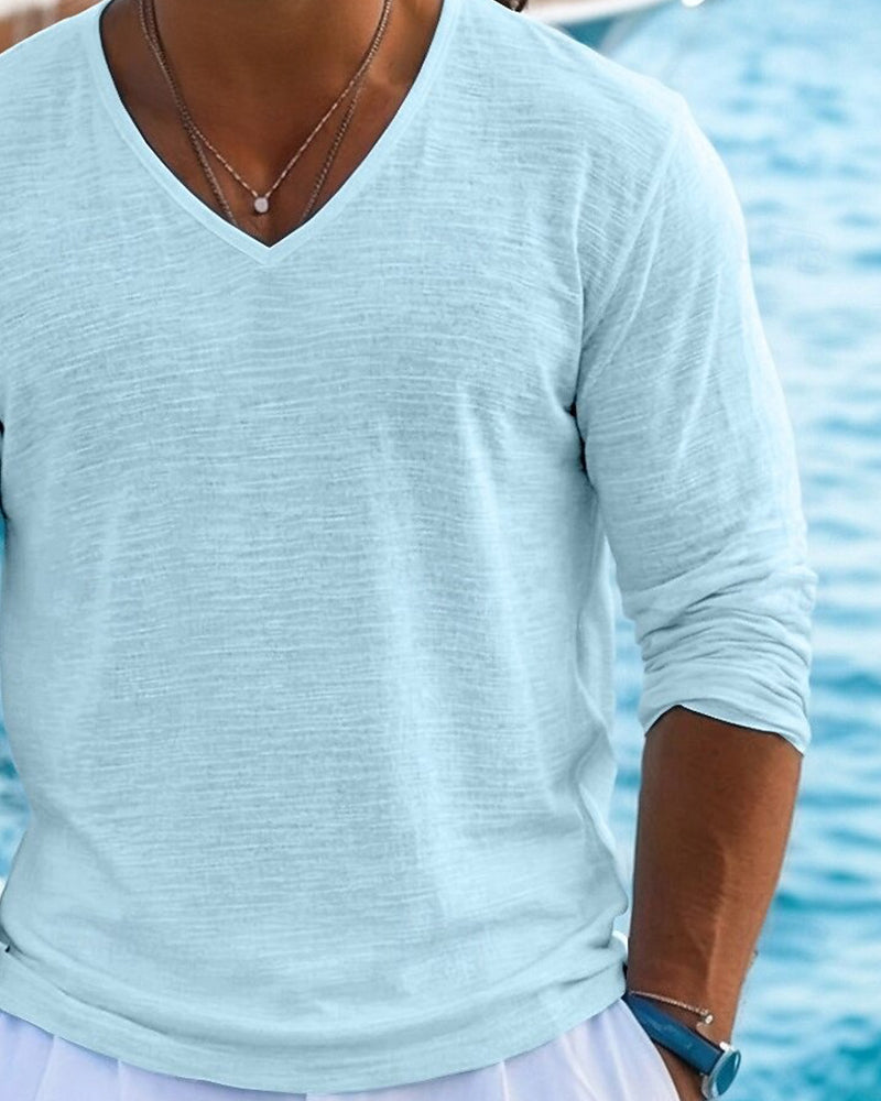 Men's V-Neck Long Sleeve Top