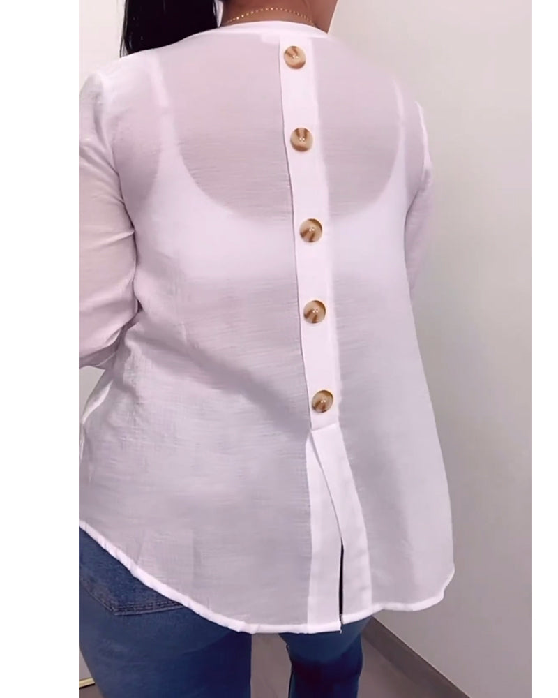 V-neck solid color pocket simple blouse 202466 blouses & shirts spring summer