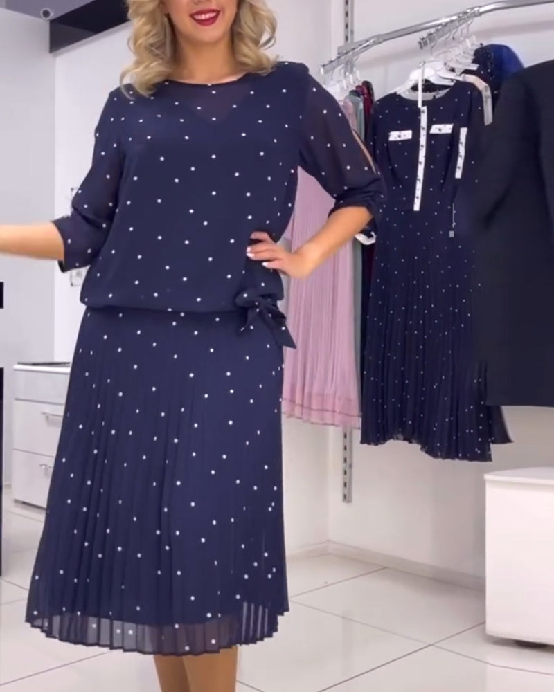 Round collar polka dot casual dress 2024 f/w casual dresses spring