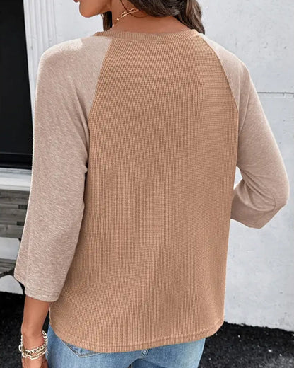 Solid Color Three-Quarter Sleeve T-Shirt