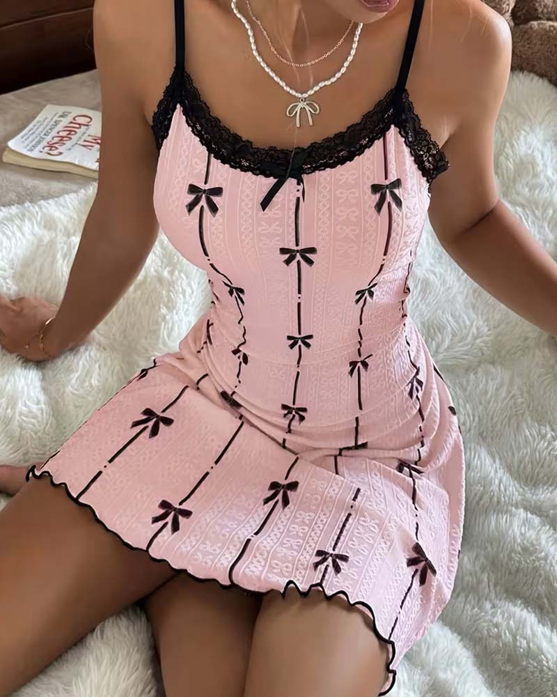 Lace Bow Print Sleep Dress 2024 f/w lingerie spring summer