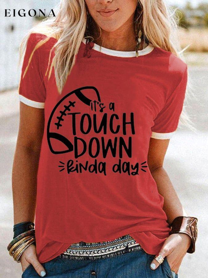 Women's Touchdown Kinda Day Letter Printed T-Shirt ball print