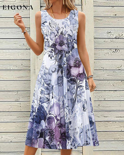 Sleeveless floral print dress casual dresses summer