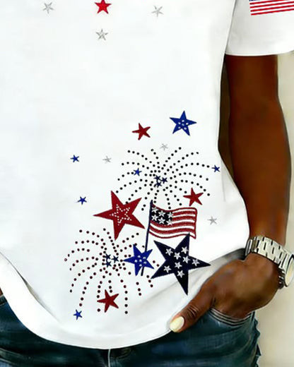 V-Neck Printed Casual T-Shirt