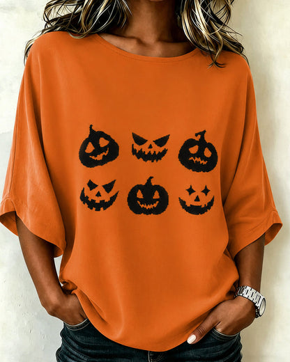 Pumpkin Print Short Sleeve T-Shirt